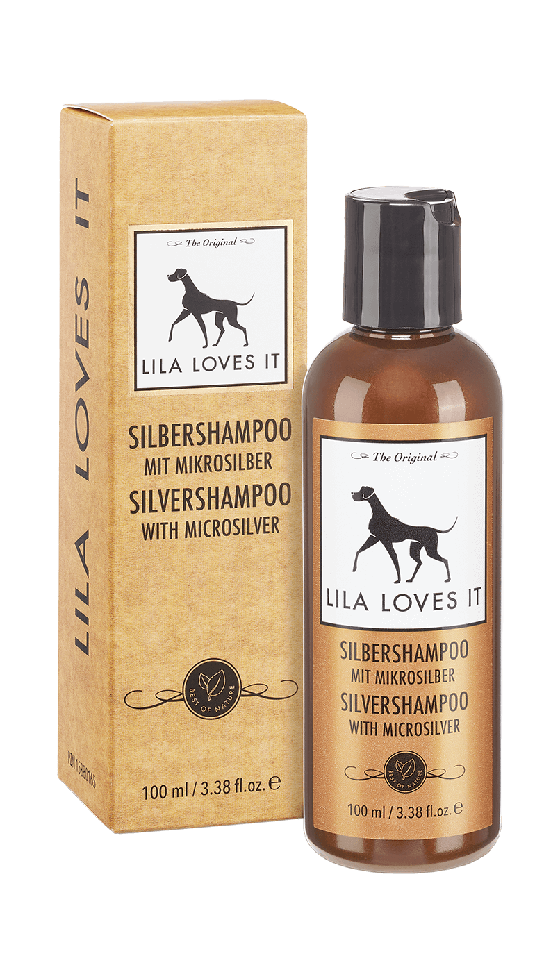 Silbershampoo für Hunde in brauner Flasche für Hunde mit Hautproblemen