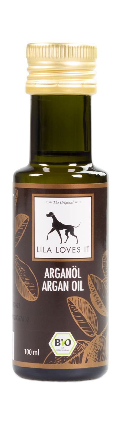 Bio-Arganöl für Hunde in Glasflasche